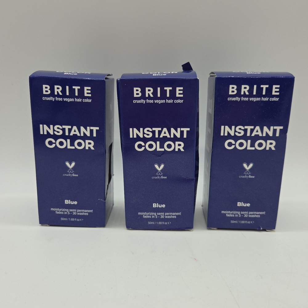 NEW Lot Of 3 Brite Instant Hair Color BLUE Cruelty Free Vegan Semi Permanent